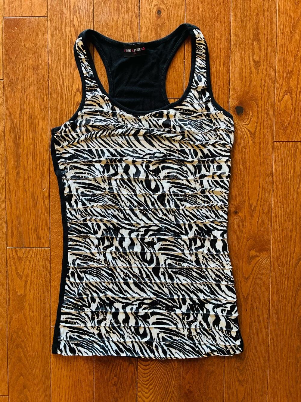 Free Kisses Black & White Zebra Stripe Racerback Tank